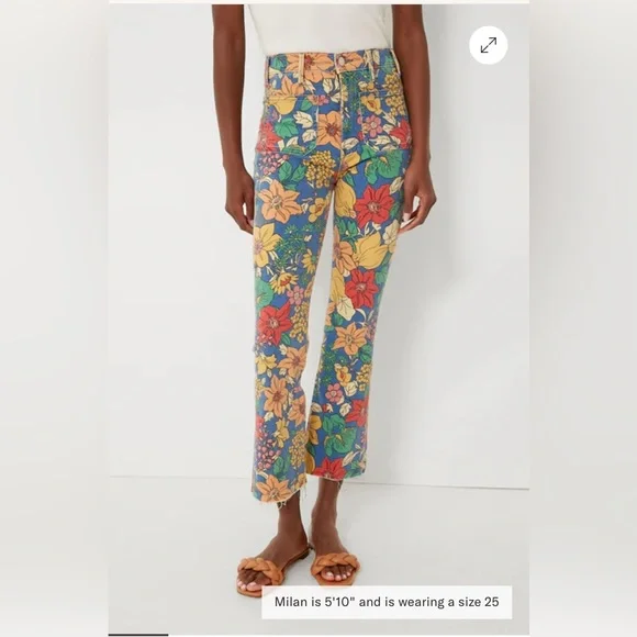 Mother The Hustler Patch Pocket Ankle in Fresh Blooms - Picture 2 of 11